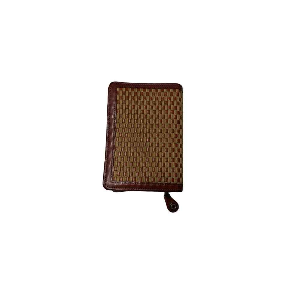 Franklin Covey Full Grain Leather Woven Zip Planner Cover Brown USA Small
